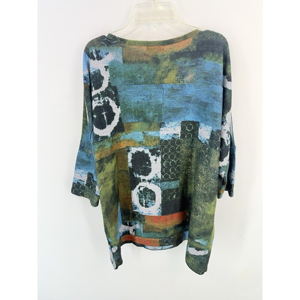 NEW Shana Top Womens Large Colorful Mixed Print Fleece Dolman - Picture 9 of 13